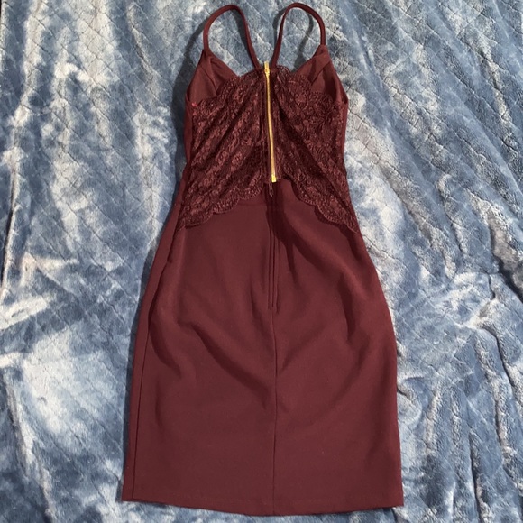 Burgundy formal dress with a lace back - Picture 2 of 5